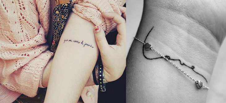 tatuagem feminina delicada no braço frase com flor