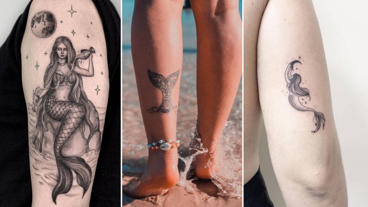 tatuagem feminina minimalista na batata da perna