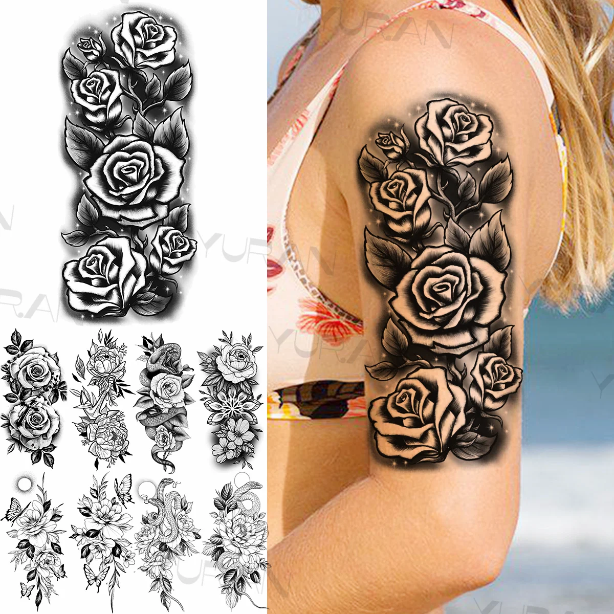tatuagem feminina no braço rosas