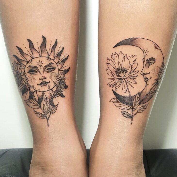 ideias tatuagem lua e sol para casais