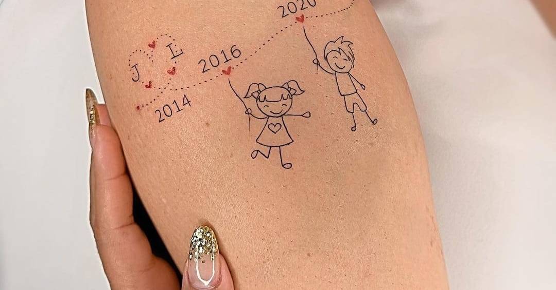 tatuagem mae e filho fineline versus traco grosso durabilidade