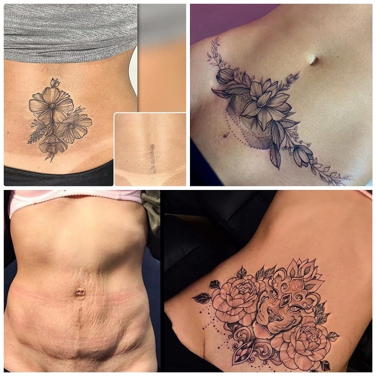 tatuagem geométrica barriga