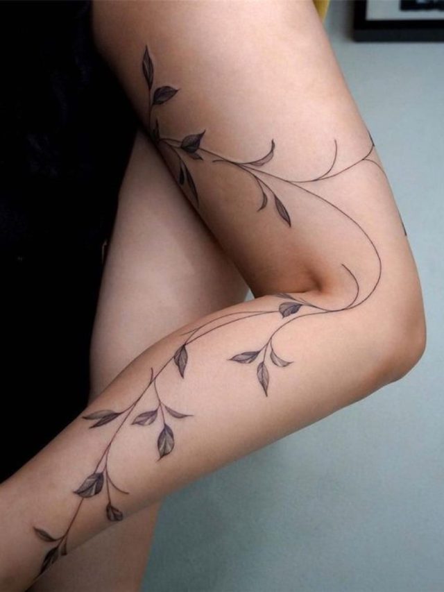 tatuagem fineline perna feminina