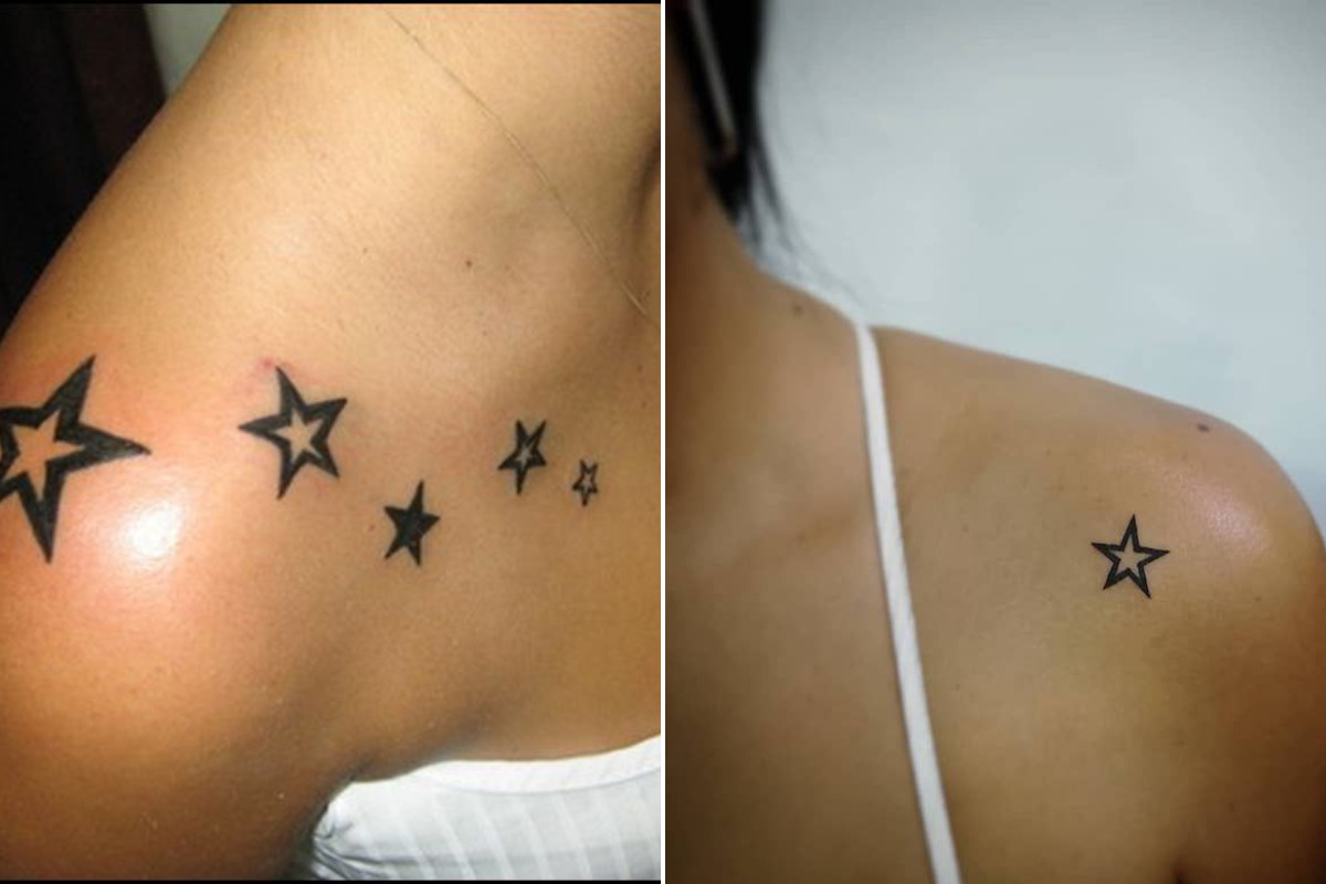 tatuagem de constelação no ombro feminino