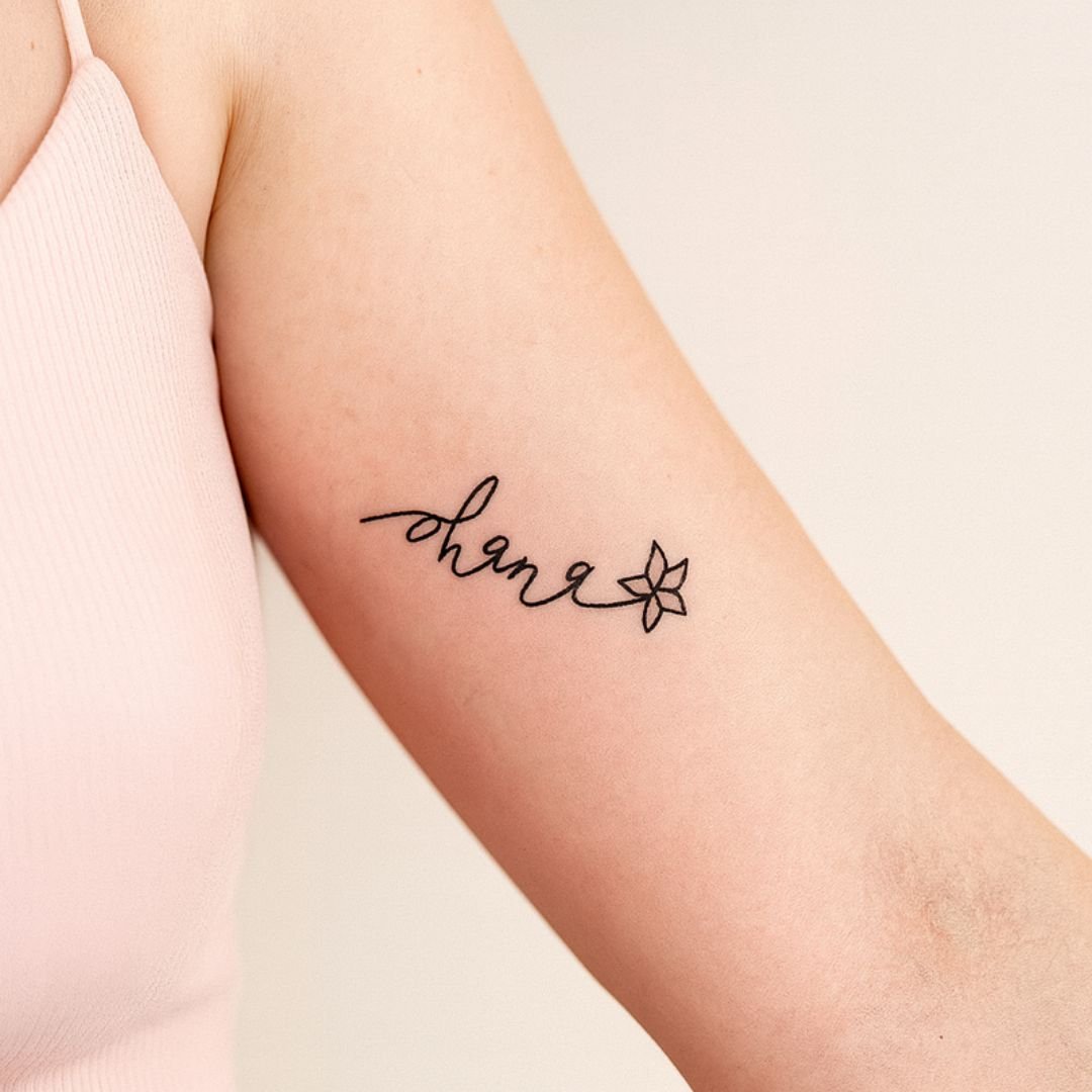 tatuagem ohana escrita fina