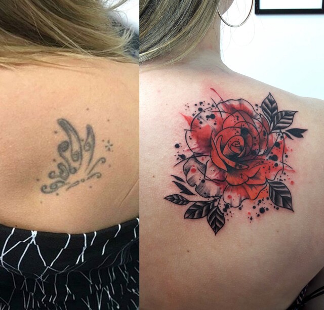 tatuagem cover-up de animal