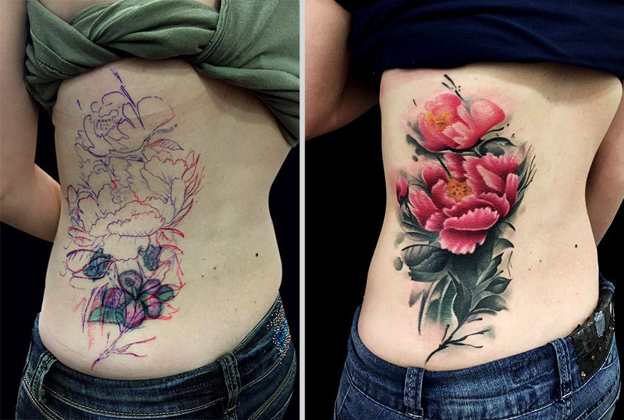 tatuagem cover-up estilo oriental