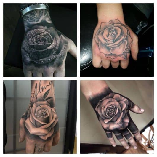 Tatuagem Rosa Na Mão Masculina