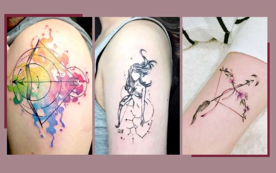 tatuagem sagitário minimalista ou realista