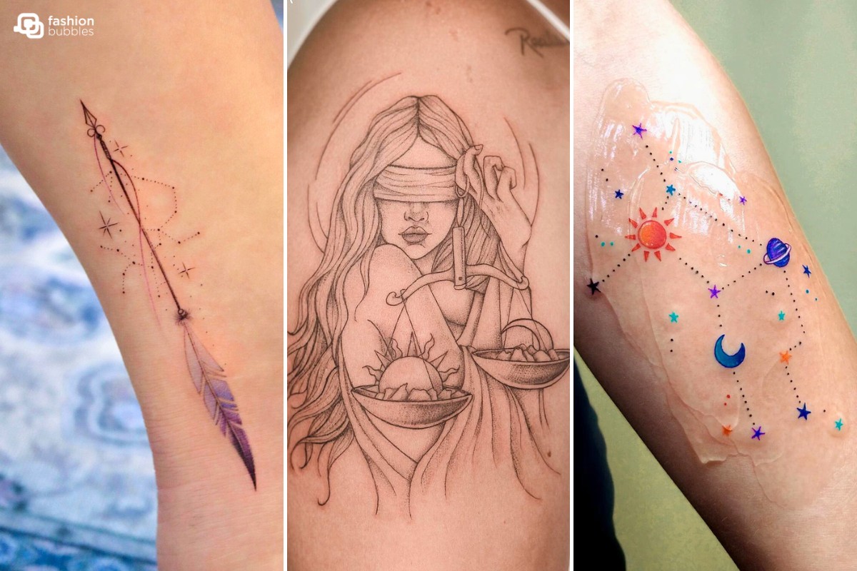 tatuagem signo peixes feminina minimalista ou detalhada