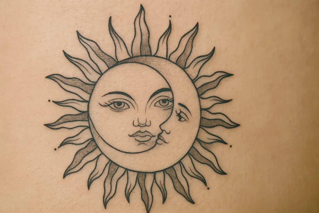 tatuagem sol e lua minimalista no pulso