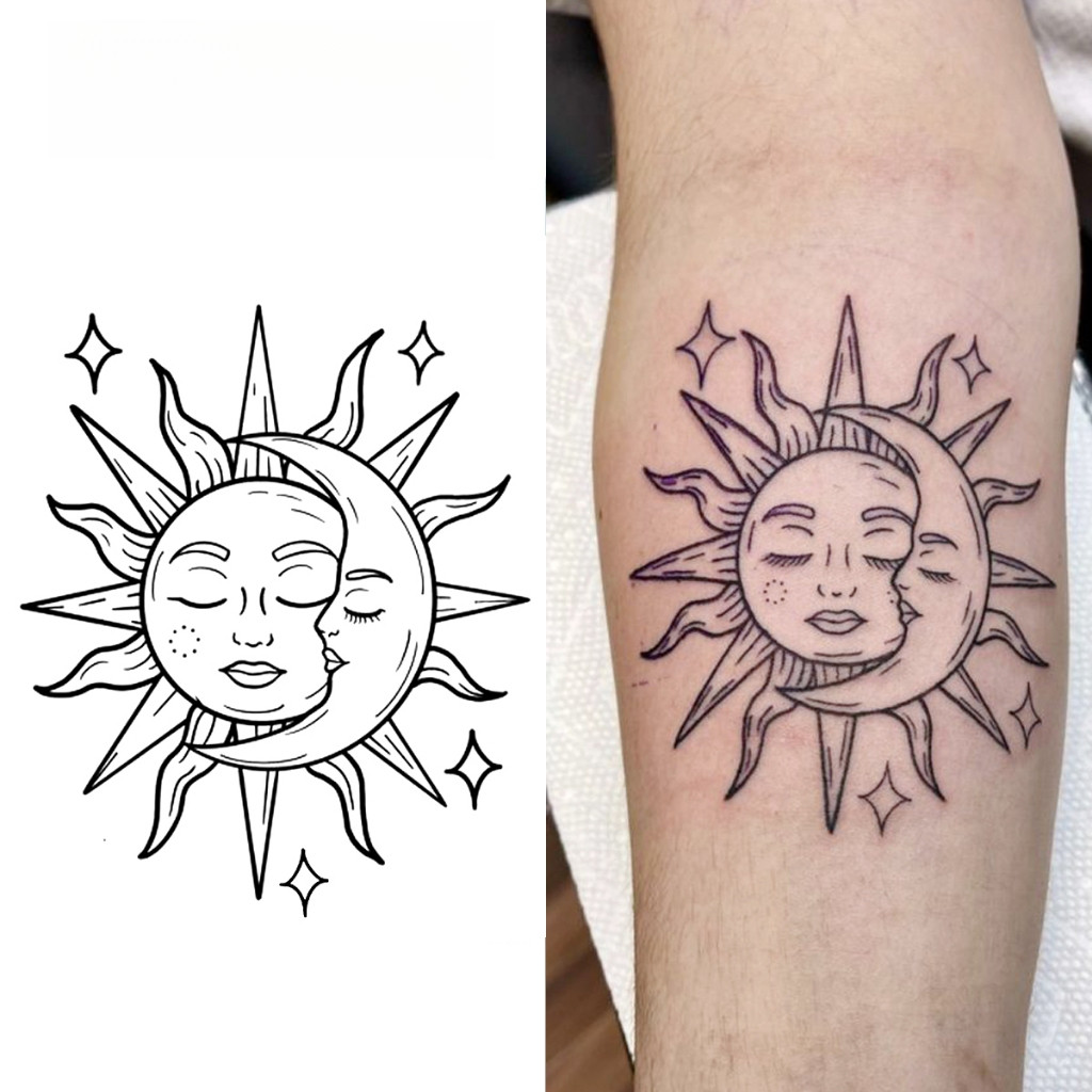ideias tatuagem sol e lua delicada para amigas