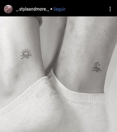 tatuagem sol e lua delicada no pulso