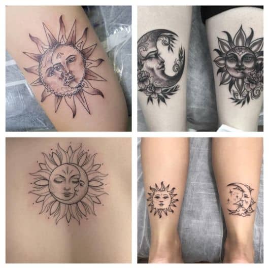 ideias tatuagem sol e lua delicada para amigas
