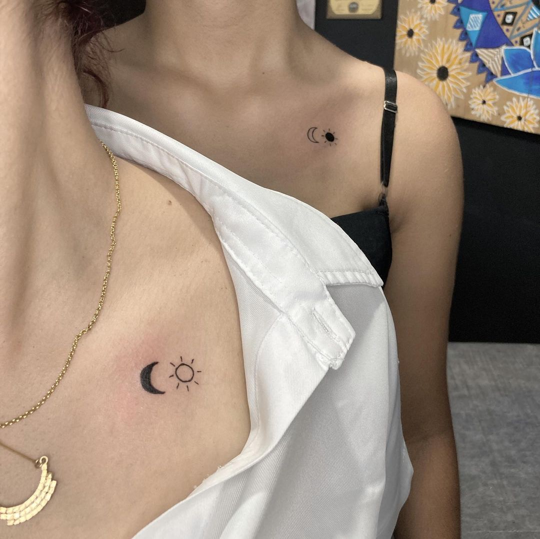 melhores estilos de tatuagem sol e lua feminina para 2024