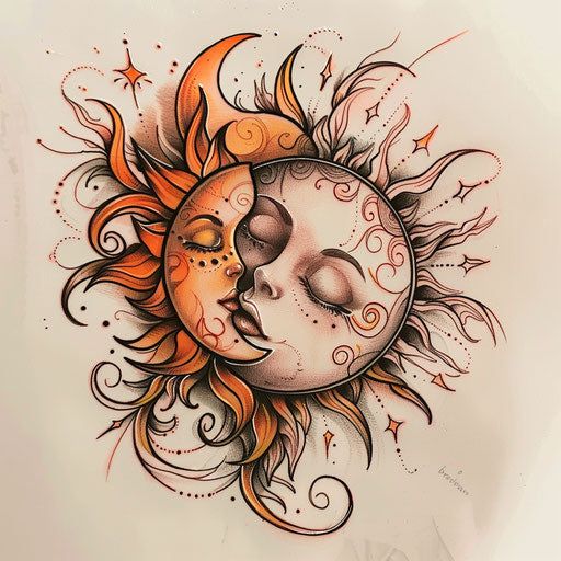 tatuagem sol e lua feminina