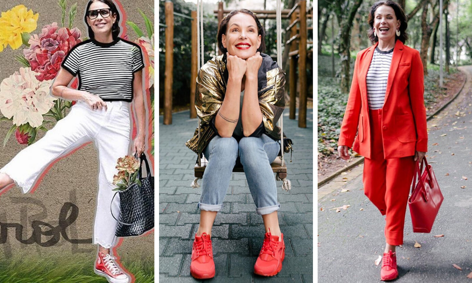 Tênis vermelho feminino streetwear