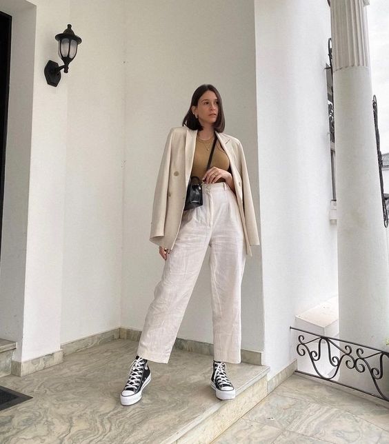 looks com all star e jeans wide leg