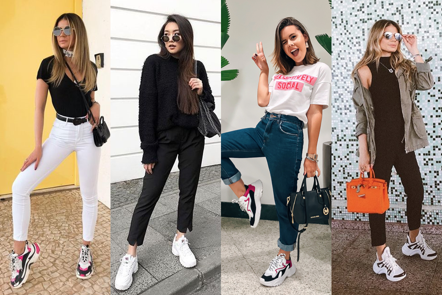 looks com tênis chunky feminino