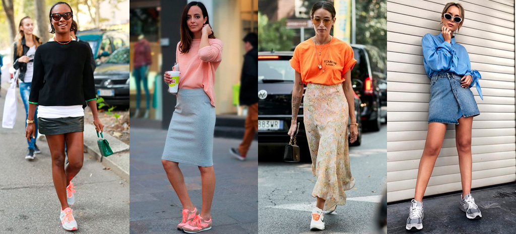tendências de looks com tênis esportivo
