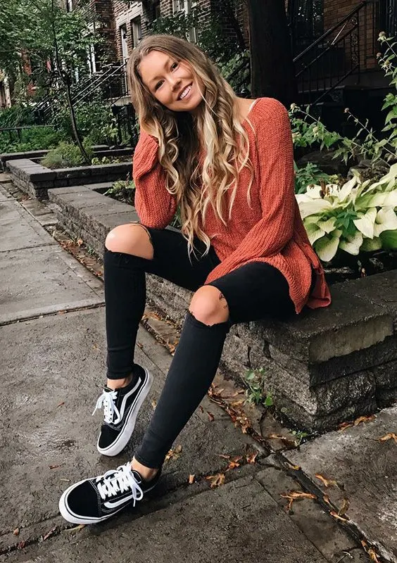 looks com vans preto e vestido