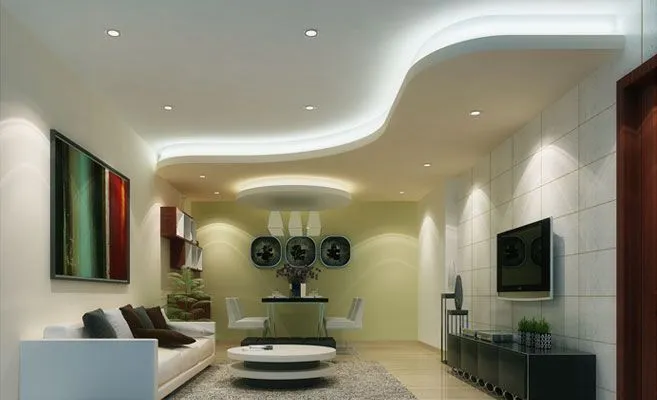 projeto teto gesso sala moderna