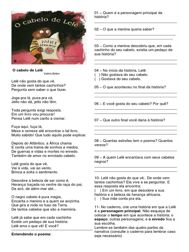 texto o cabelo de lele com interpretação