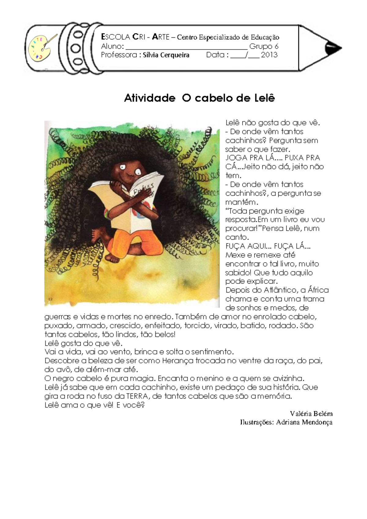 Atividades Criativas Inspiradas em 'O Cabelo de Lelê' para Crianças