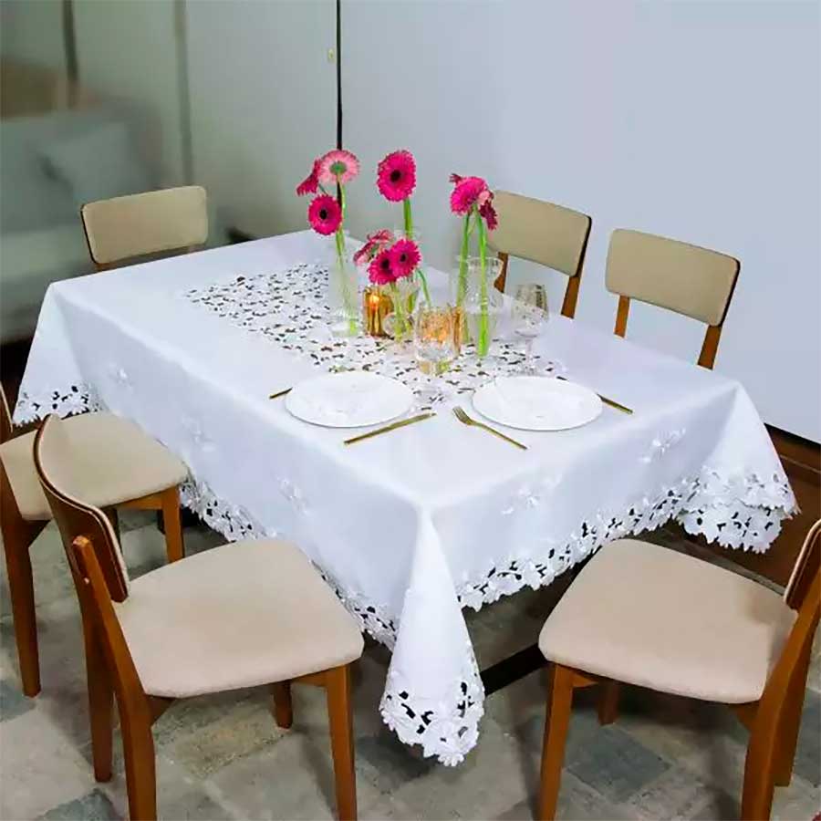 Toalha de mesa retangular de algodão