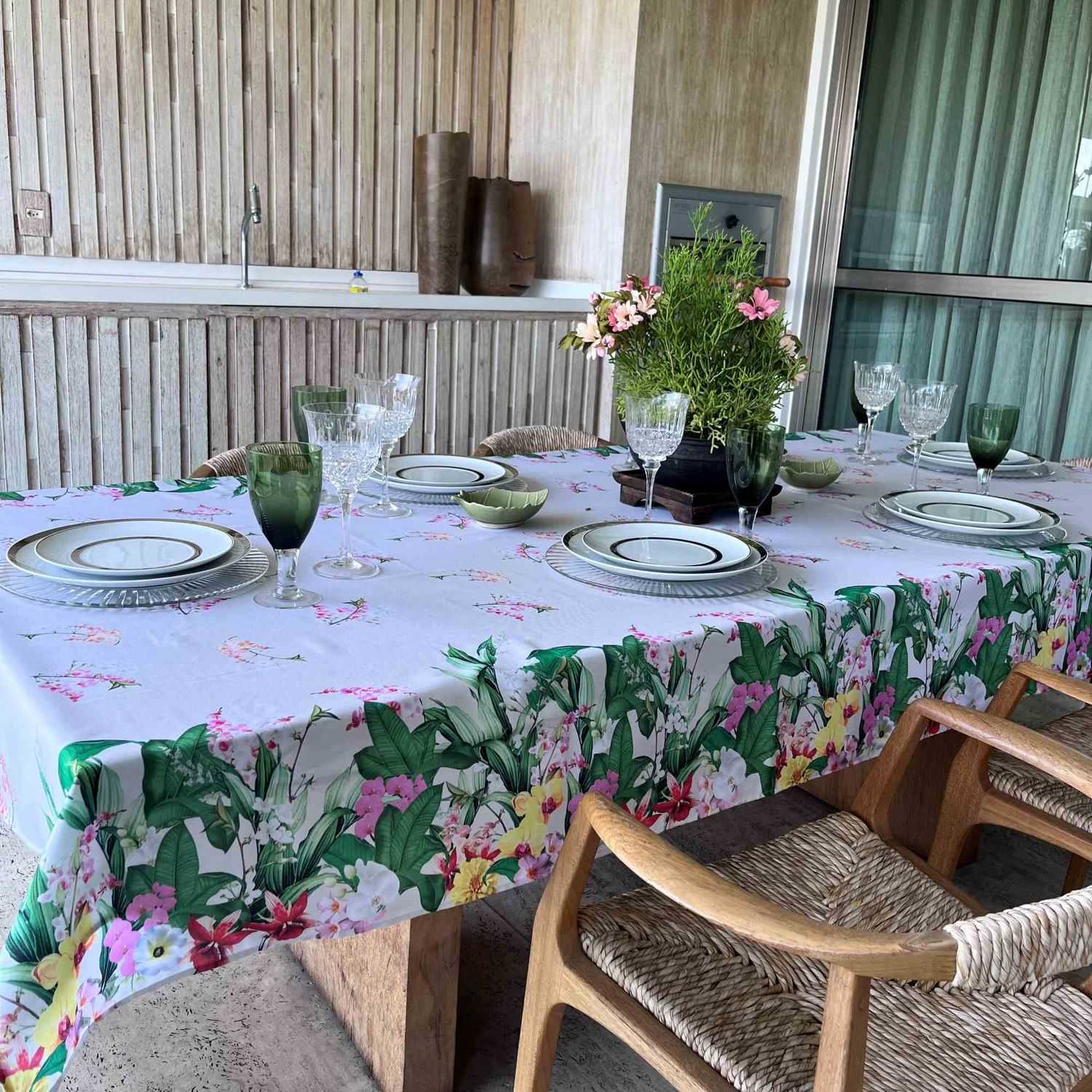 Toalha de mesa retangular com proteção