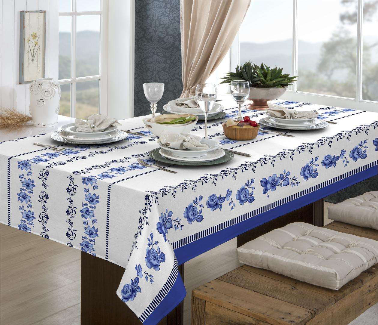Toalha de mesa retangular de algodão