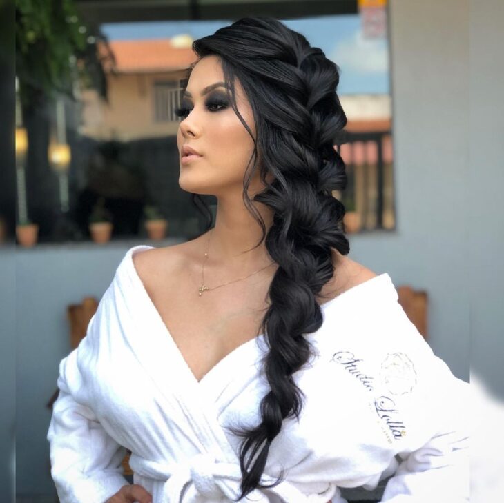 Trança Lateral Cabelo Cacheado Longo