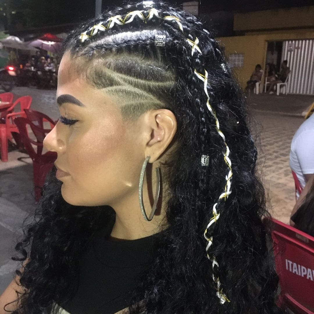 Trança Lateral Cabelo Cacheado Longo