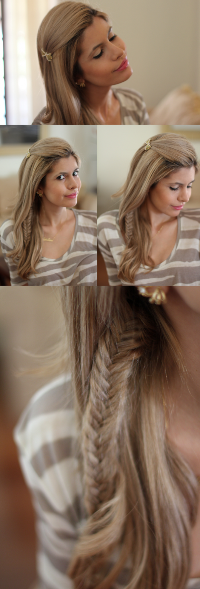 tranças de lado com cabelo solto