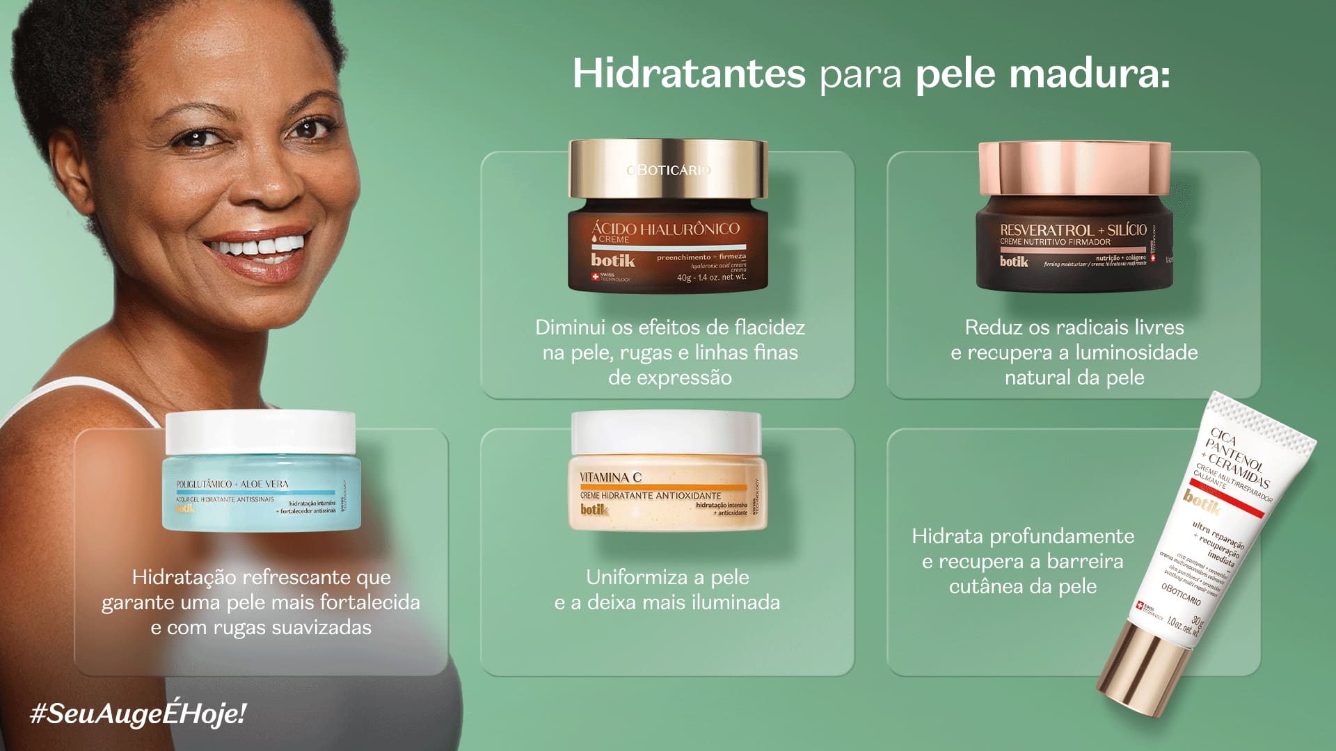 5 ideias de títulos:
1. O Guia Completo de Skincare para Pele Madura: Ativos Essenciais e Rotinas
2. Procedimentos Dermatológicos que Transformam a Pele Madura
3. Retinol vs. Ácido Hialurônico: Qual o Melhor para Você?
4. Nutrição e Hábitos Saudáveis: Aliados da Pele Madura Radiante
5. Desvendando os Segredos da Pele Madura: De Limpeza a Tratamentos Avançados