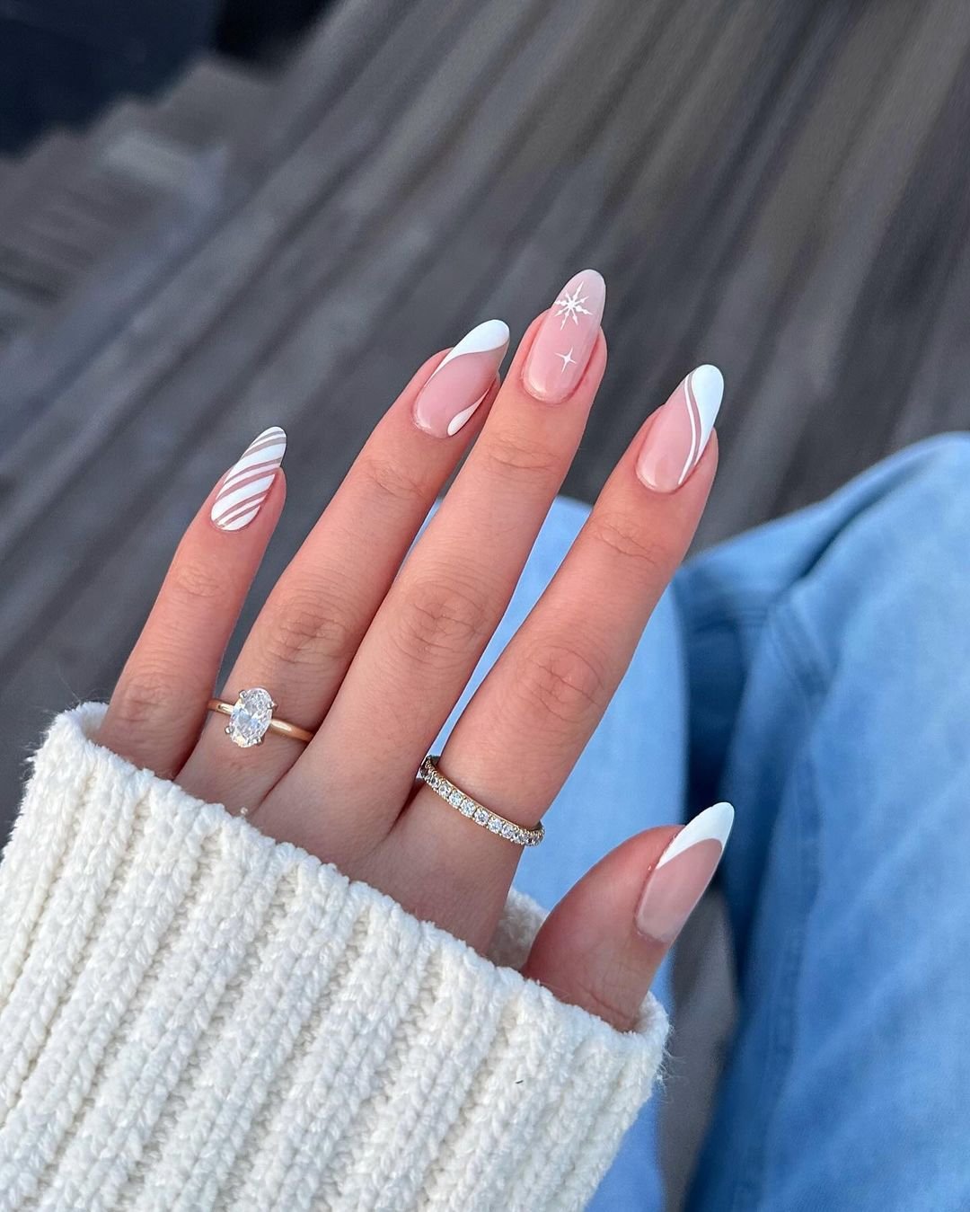 unha branca decorada baby boomer