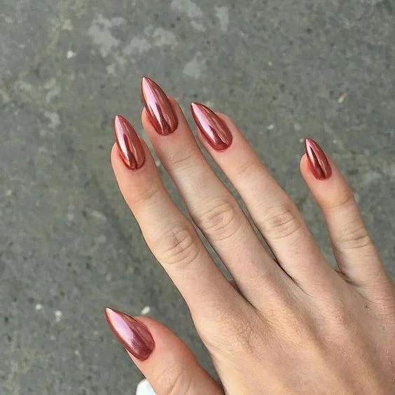 Unha cromada rose gold