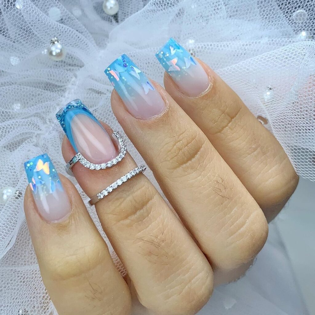 unha decorada azul royal