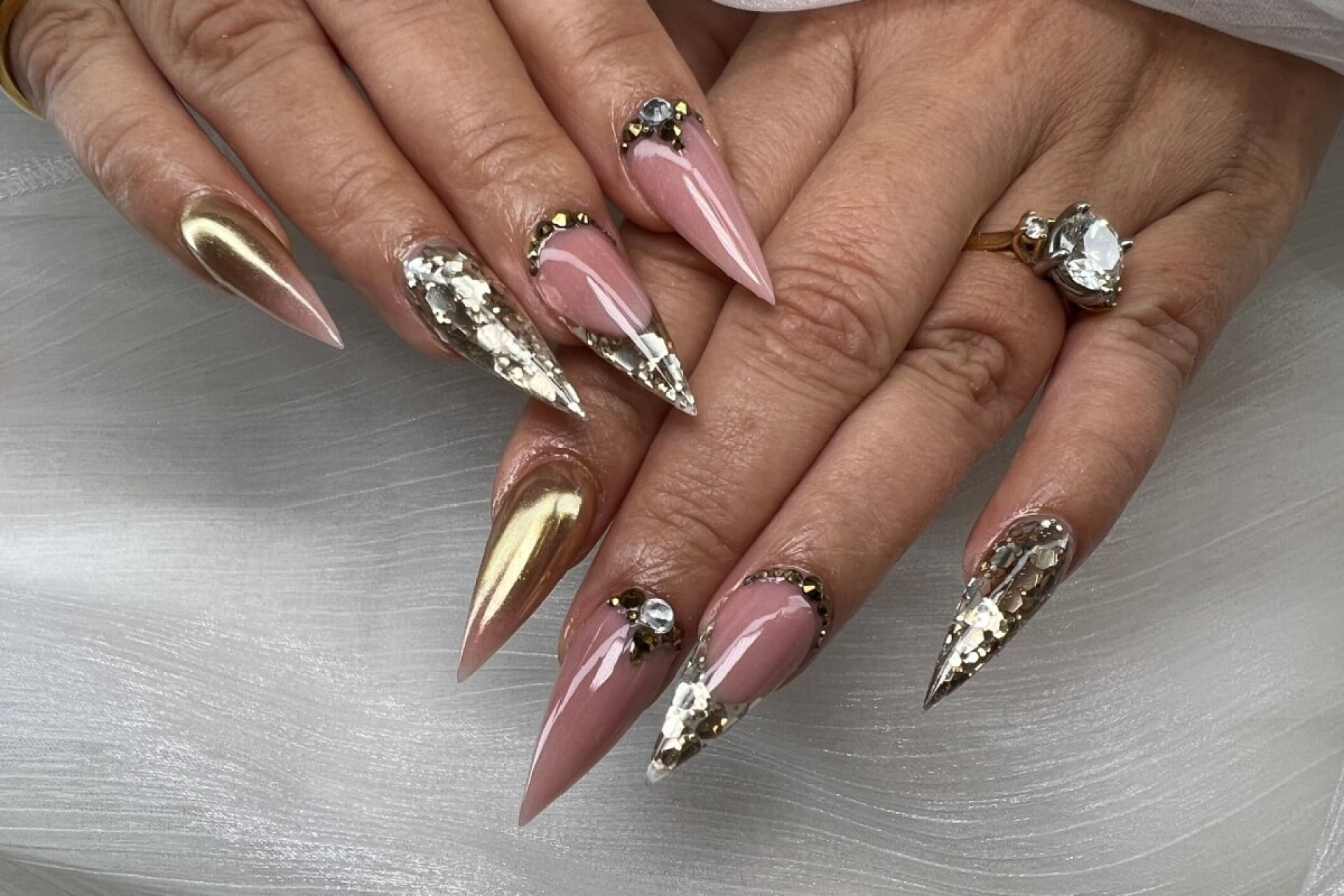 unha decorada com glitter inverno