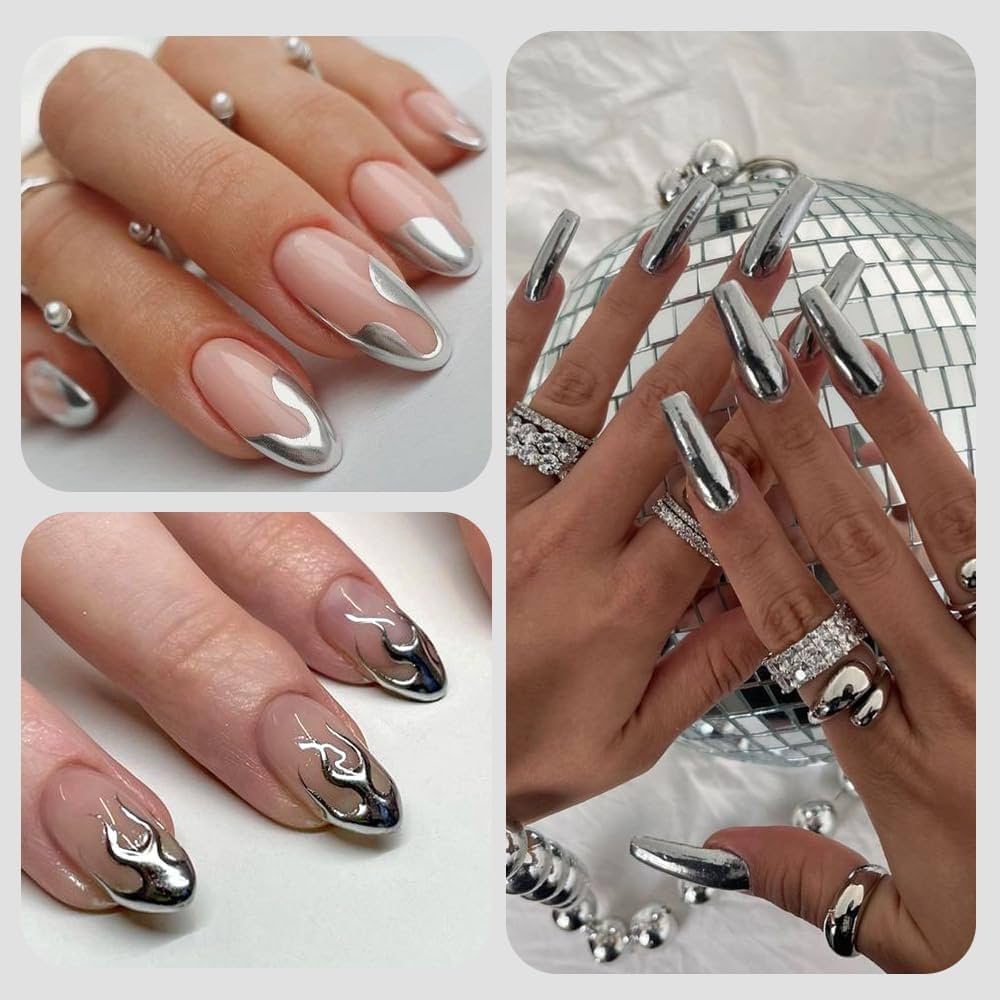 unha decorada metalica 3d