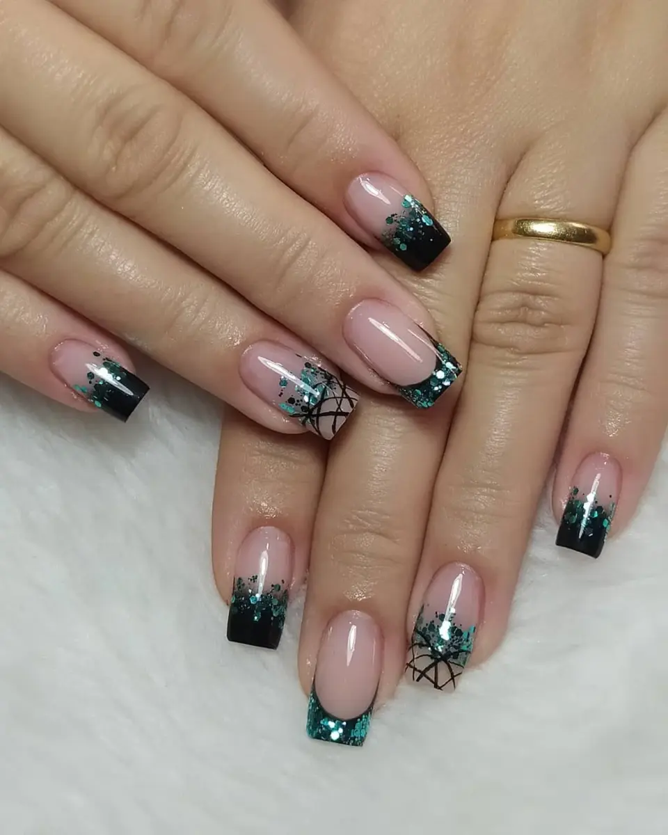unha decorada preta fosca