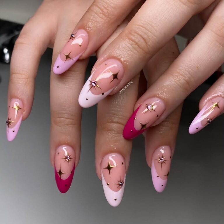 unha rosa com rosé gold