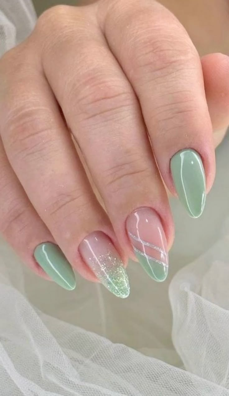 unha decorada verde esmeralda