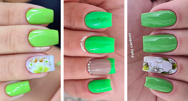 unha decorada verde fosca