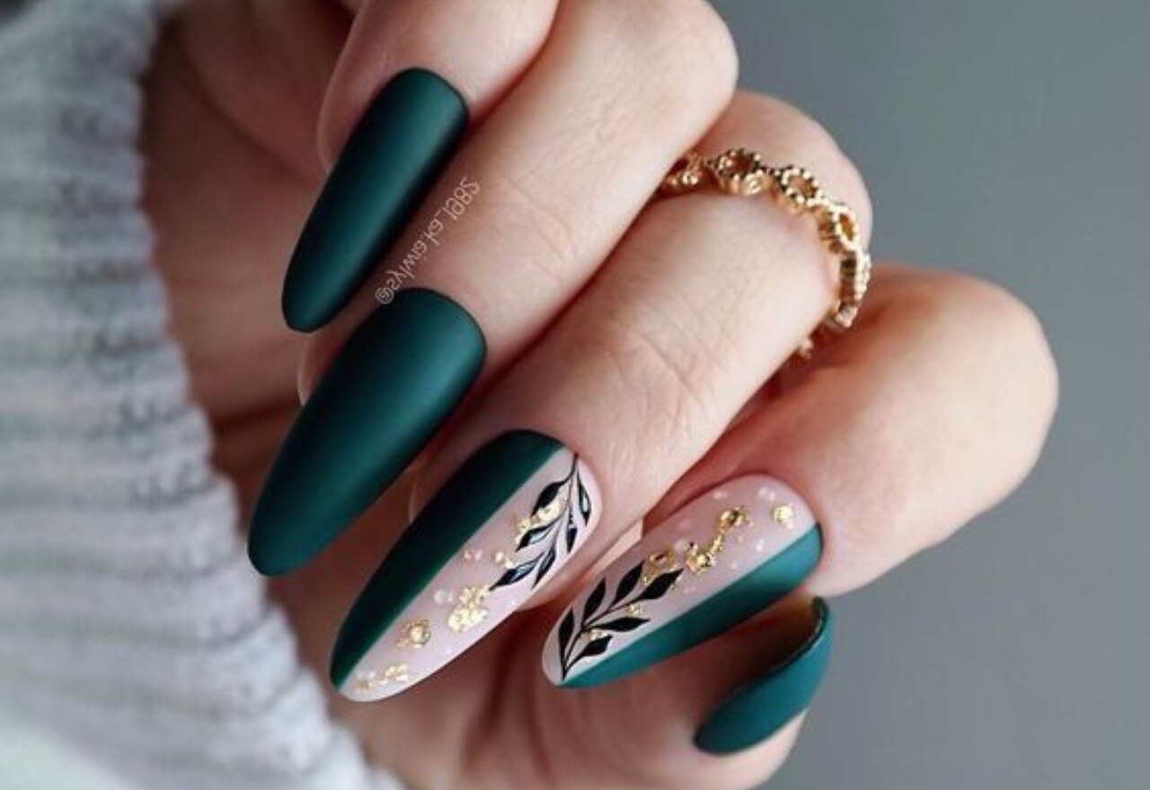 unha decorada verde ombré