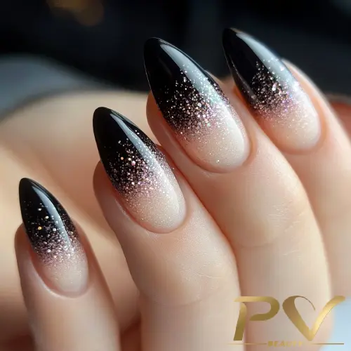unha em gel preta baby boomer bailarina