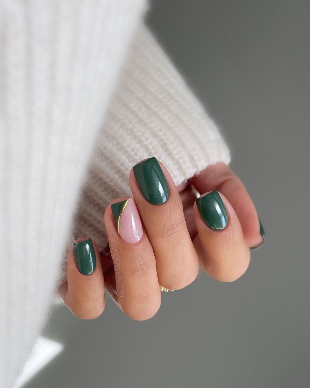 unha em gel verde para o inverno