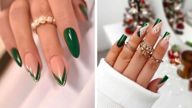 unha em gel verde ombré