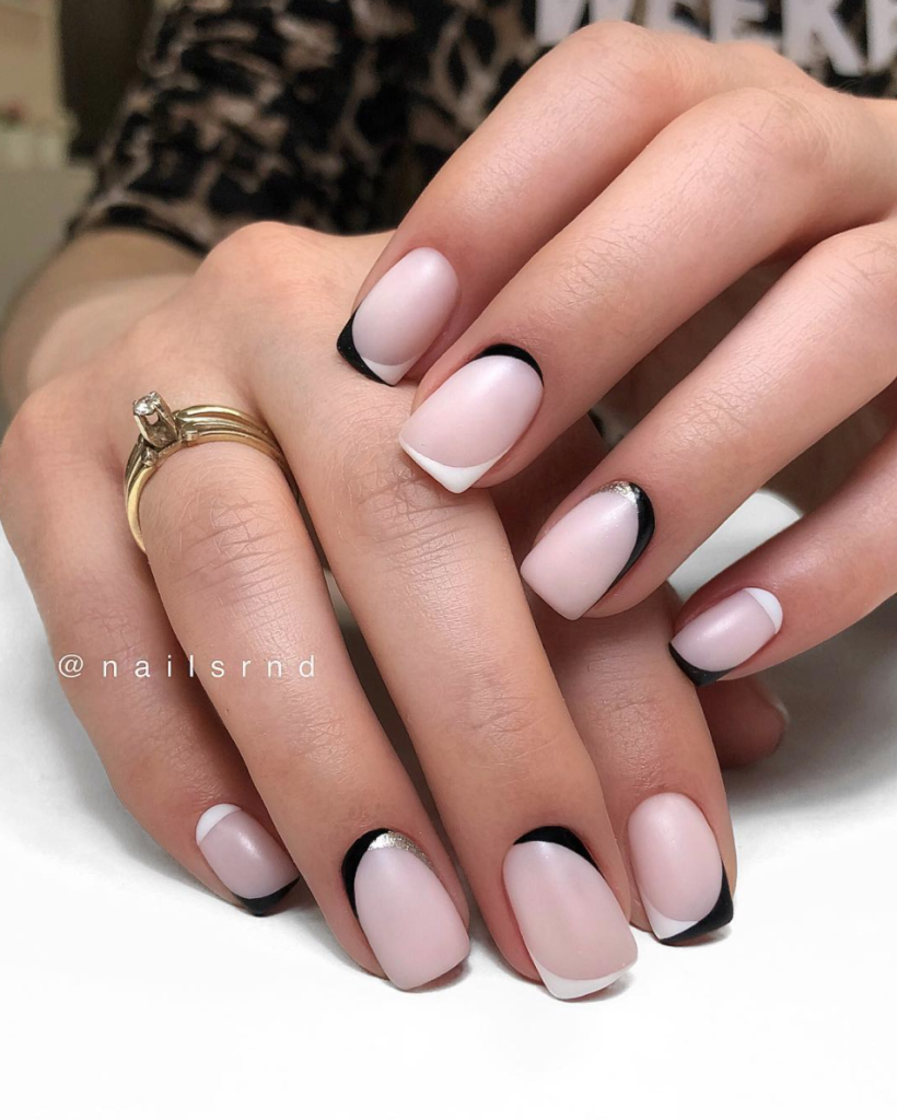 como fazer francesinha preta fosca com ponta brilhante