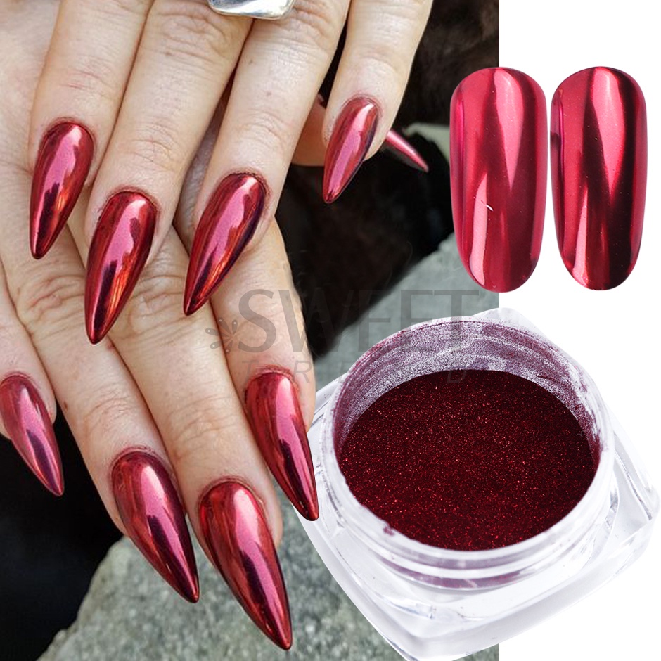 unha vermelha com glitter chamativo